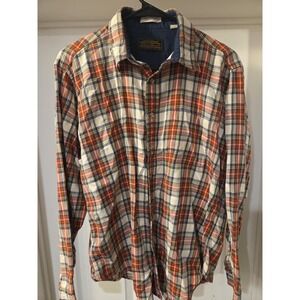 Eddie Bauer VINTAGE Made In  USA 100% Cotton Plaid Button Up Shirt Men's LG